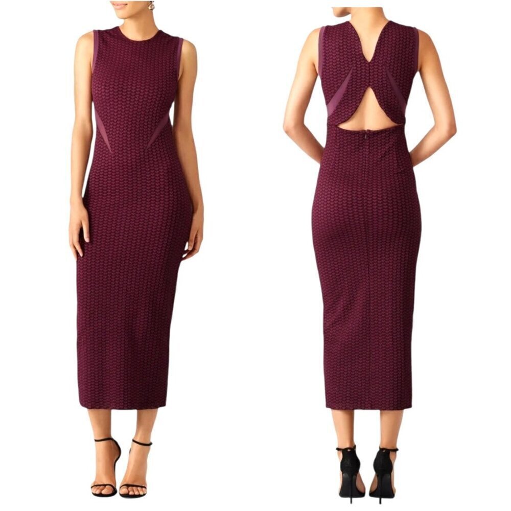 Opening Ceremony Dress Women‎ Large Purple Plum Cut Out Thalia Puckered Midi NWT